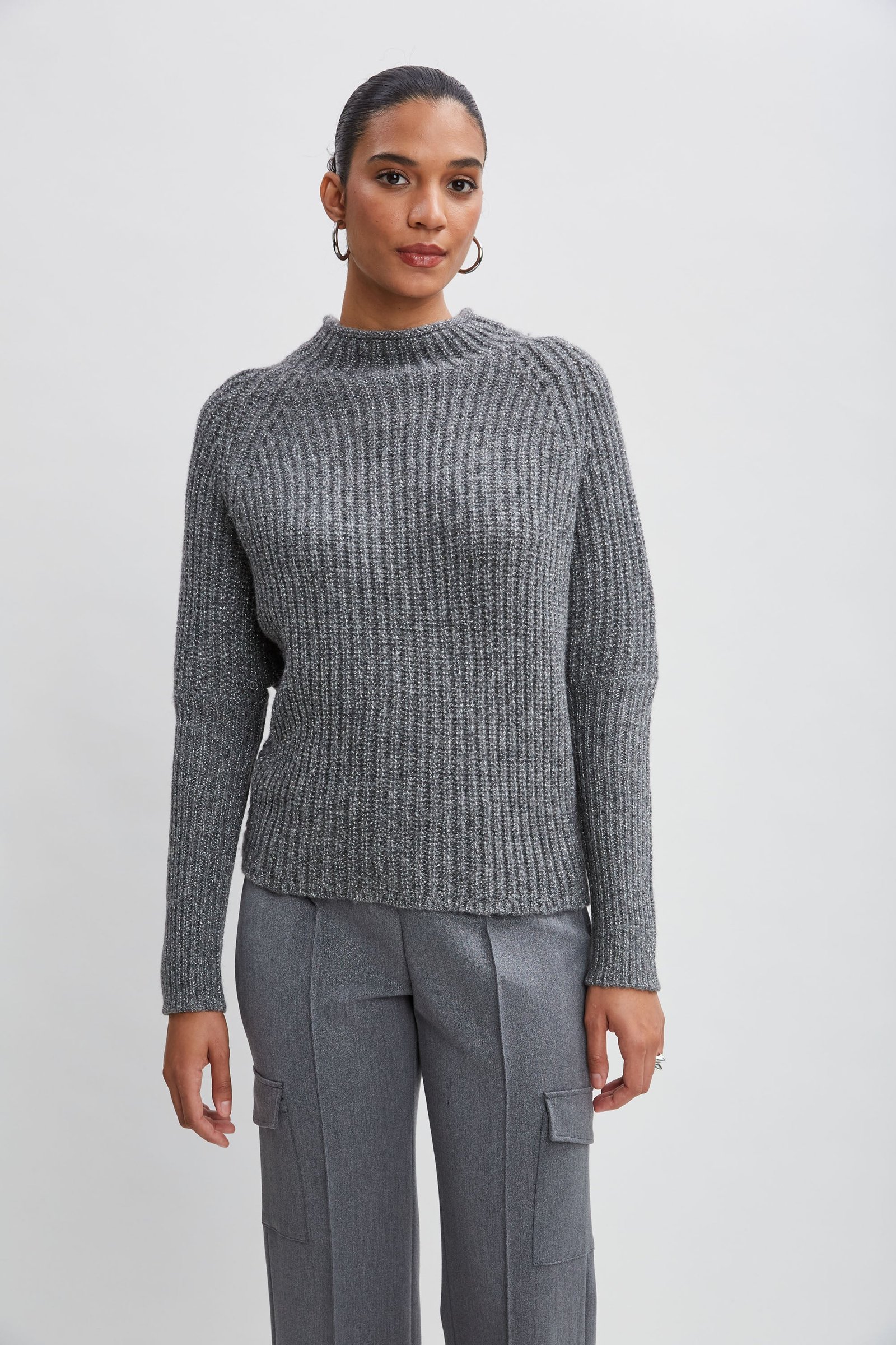 Metallic Mock Neck Sweater