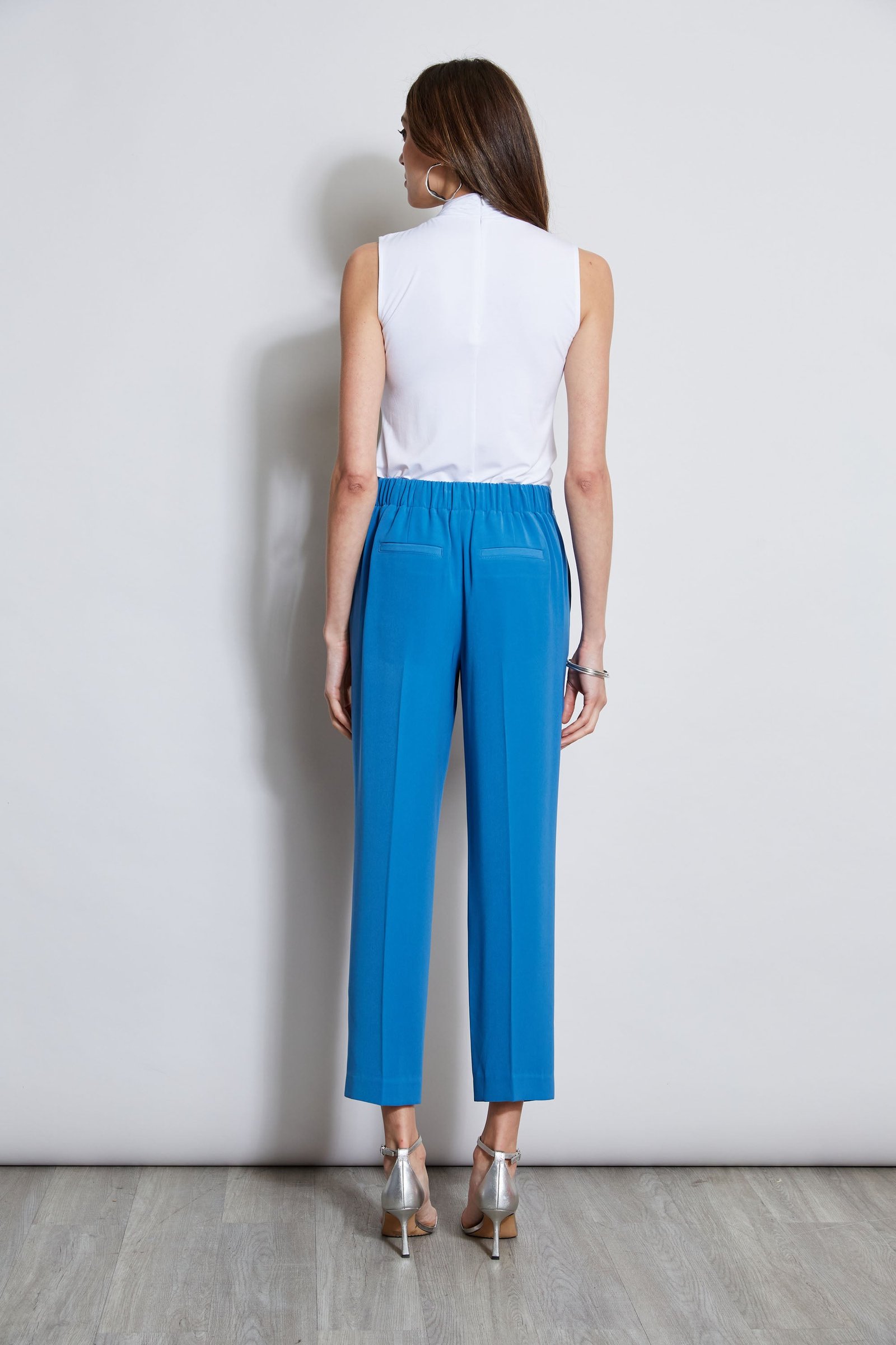 Pleated Straight Leg Pull On Pant